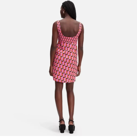 DVF Diane Von Furstenberg X Target 90s Shift Pink Modern Geo Mini Dress 14 - Picture 3 of 3